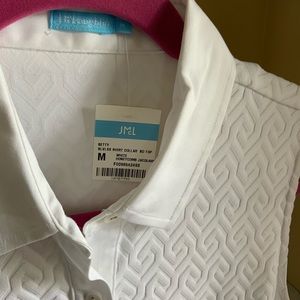 J. McLaughlin sleeveless button front jacquard top